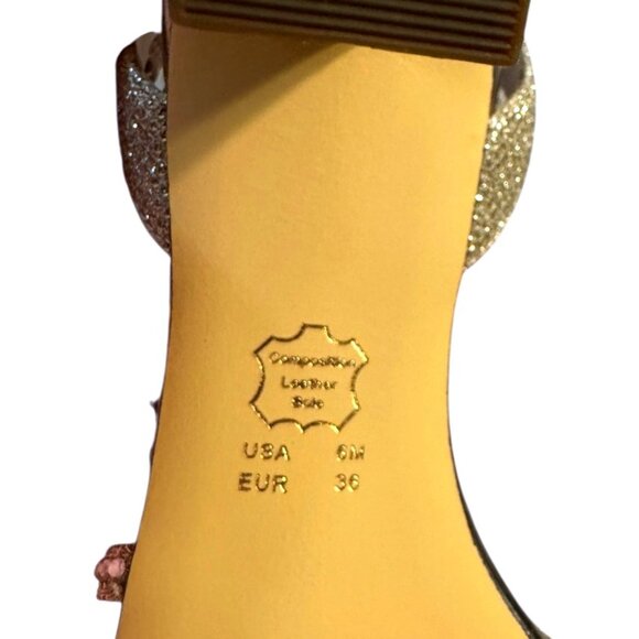 Nina New York Womens Gold Glitter Strappy Stiletto Heel Sandals Size 6M - Picture 6 of 6